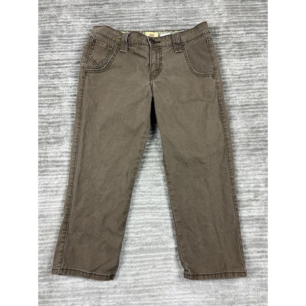 Levis Pants Juniors 9‎ Brown Capri Ramie Blend Casual Crop